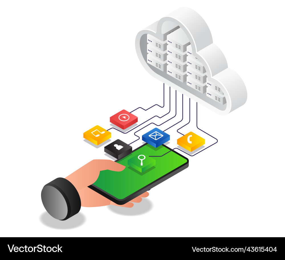 Send smartphone app data to cloud server Vector Image