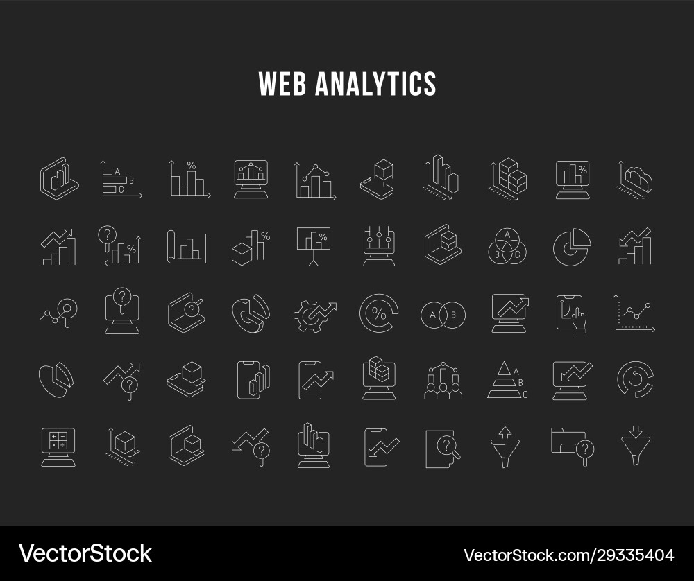 Set line icons web analytics vector image