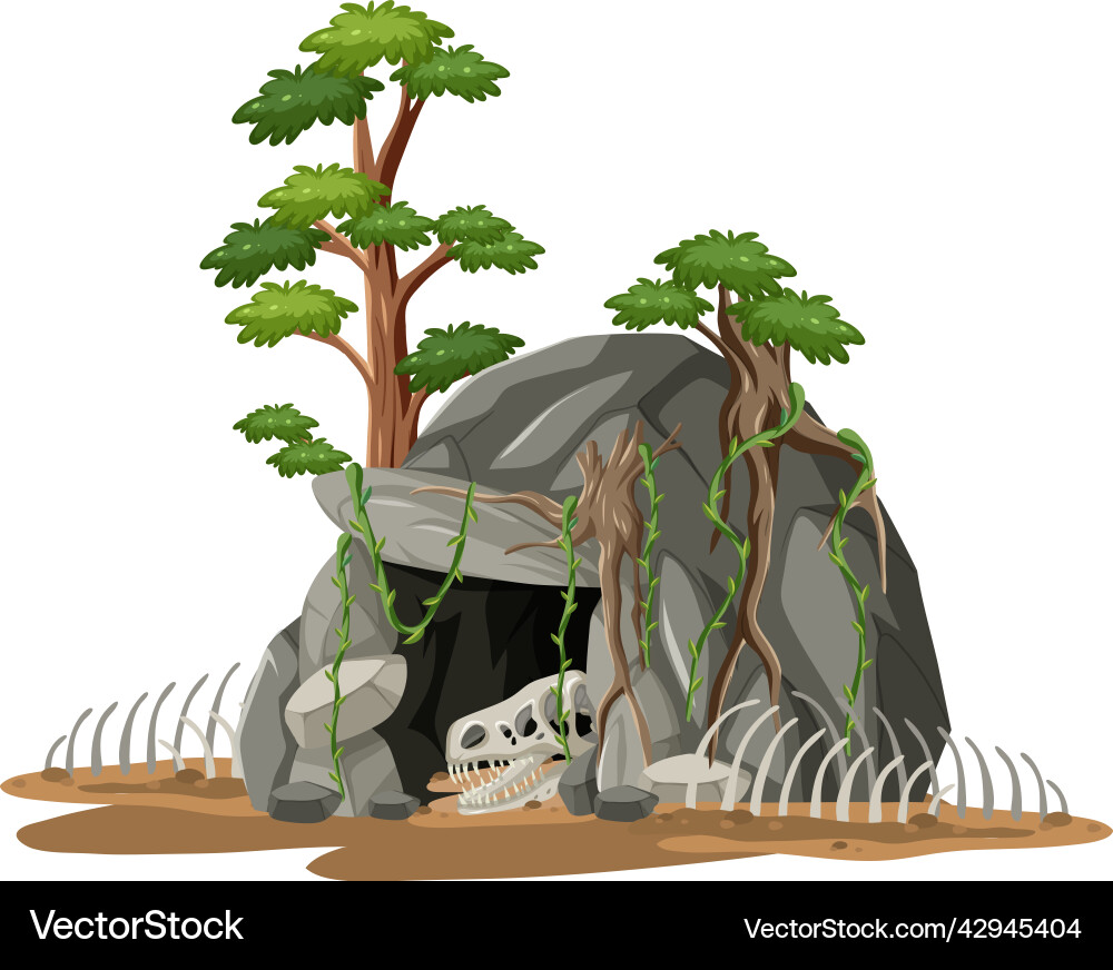 Stone cave with fossils Vector Image