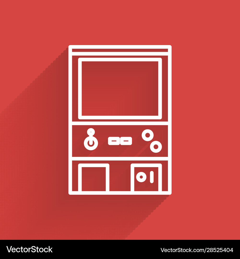 White line retro arcade game machine icon isolated White line retro arcade game machine icon isolated Vector Image