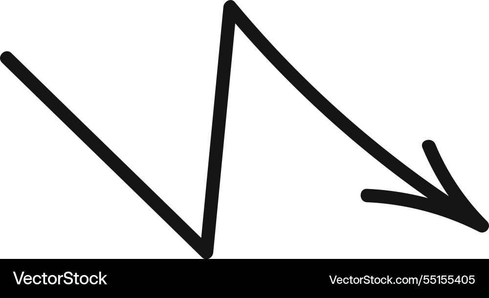 Black zigzag linear arrow design Vector Image