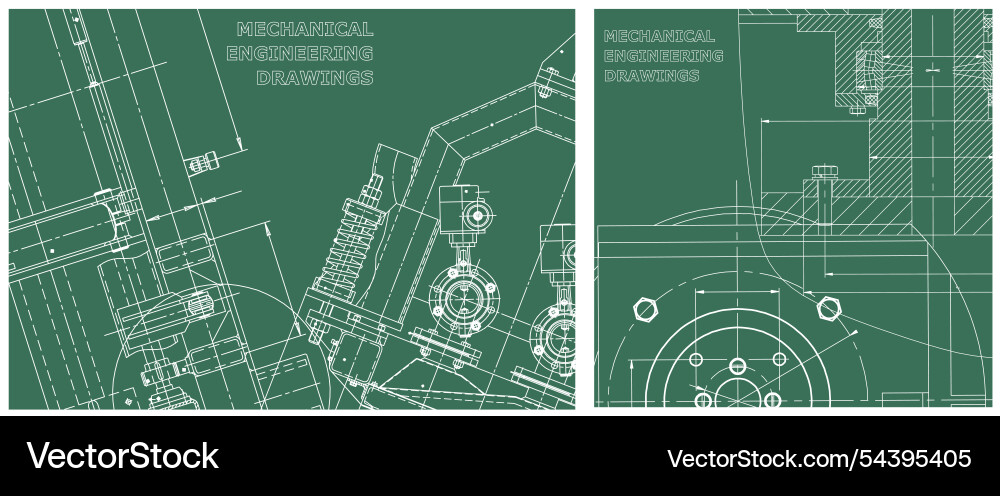 Blueprint set engine line drawing Blueprint set engine line drawing vector image