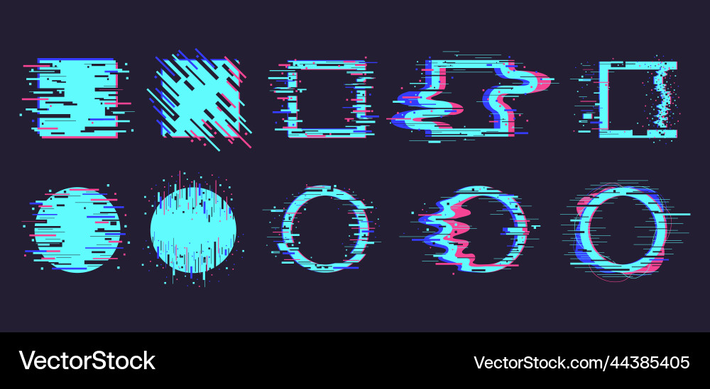 Distortion dynamic square and circle elements Vector Image