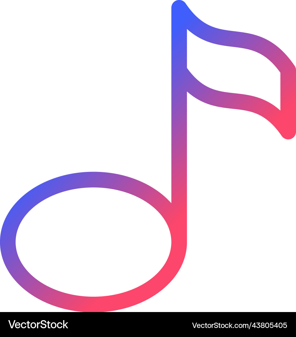 Musical note pixel perfect gradient linear ui icon Musical note pixel perfect gradient linear ui icon Vector Image