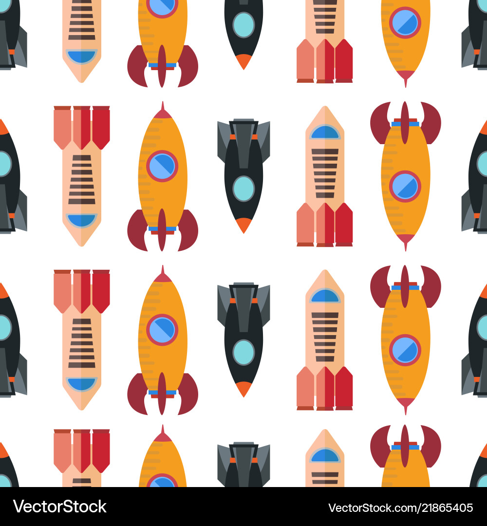 Seamless pattern with space rocket Vector Image