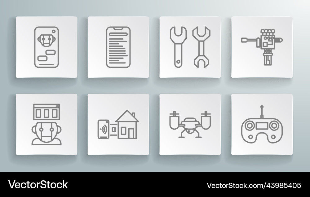 Set line robot computer api interface smart home Vector Image