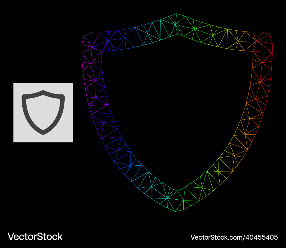 Spectral gradiented polygonal network shiled icon Spectral gradiented polygonal network shiled icon vector image