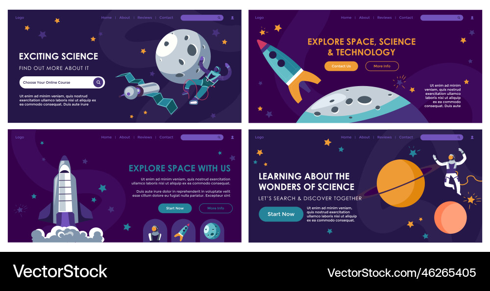 Web banner set design with science learning offer vector image