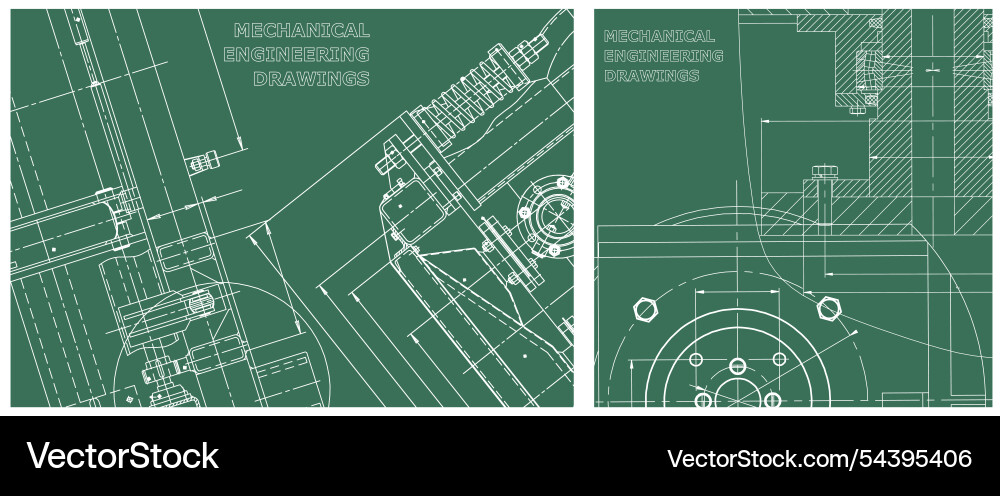 Blueprint set engine line drawing Blueprint set engine line drawing Vector Image