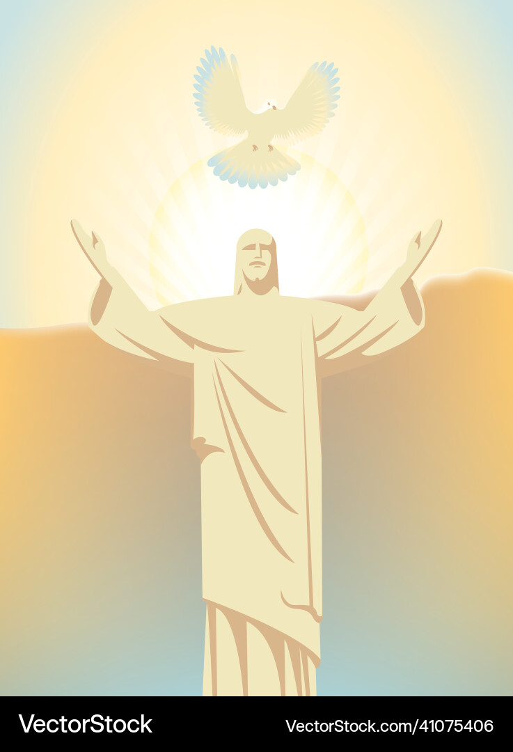 Easter banner with jesus christ and flying dove Easter banner with jesus christ and flying dove vector image