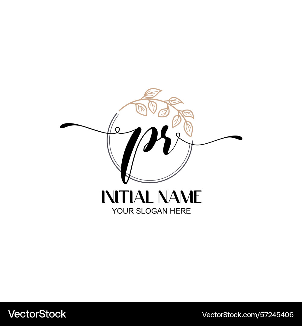 Elegant pr initial logo design with botanical Elegant pr initial logo design with botanical Vector Image