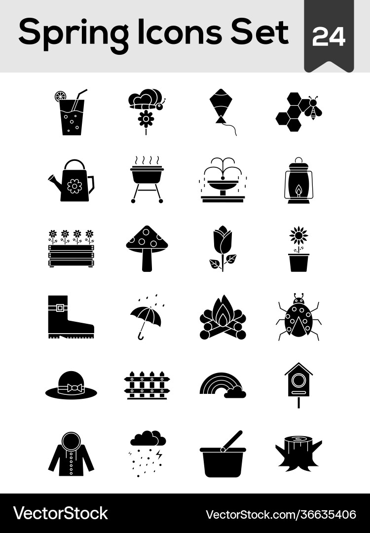 Flat style spring icon set in bw color Vector Image