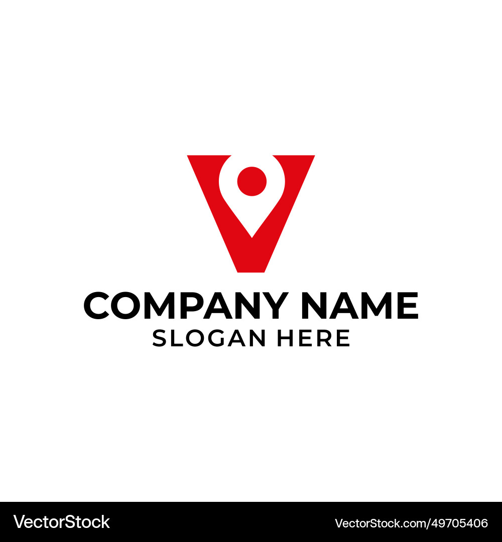 Letter v logo with location icon pointer Vector Image