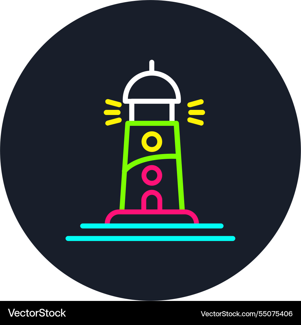 Lighthouse line multi color icon Vector Image