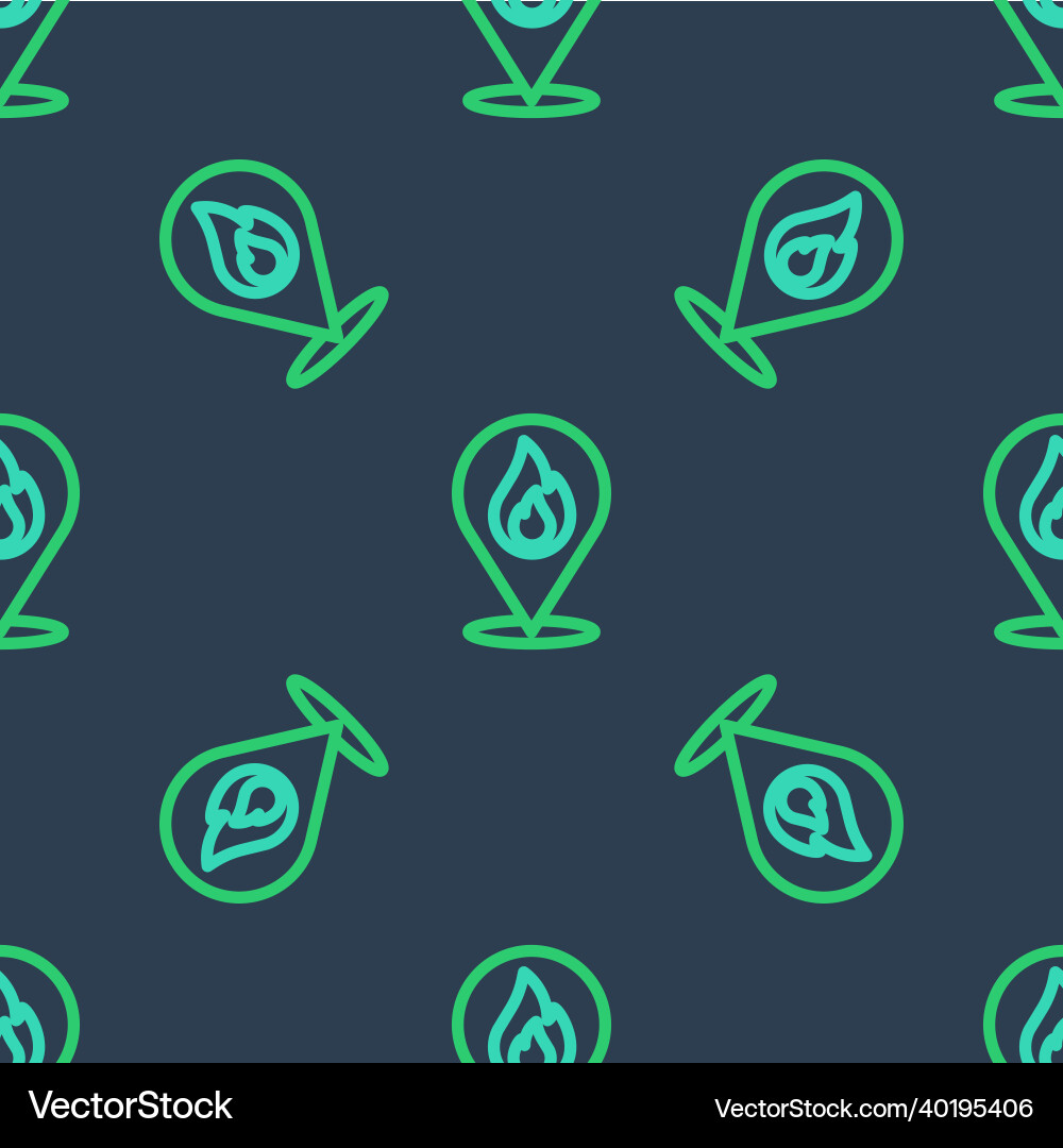Line map pointer with fire flame icon isolated Vector Image