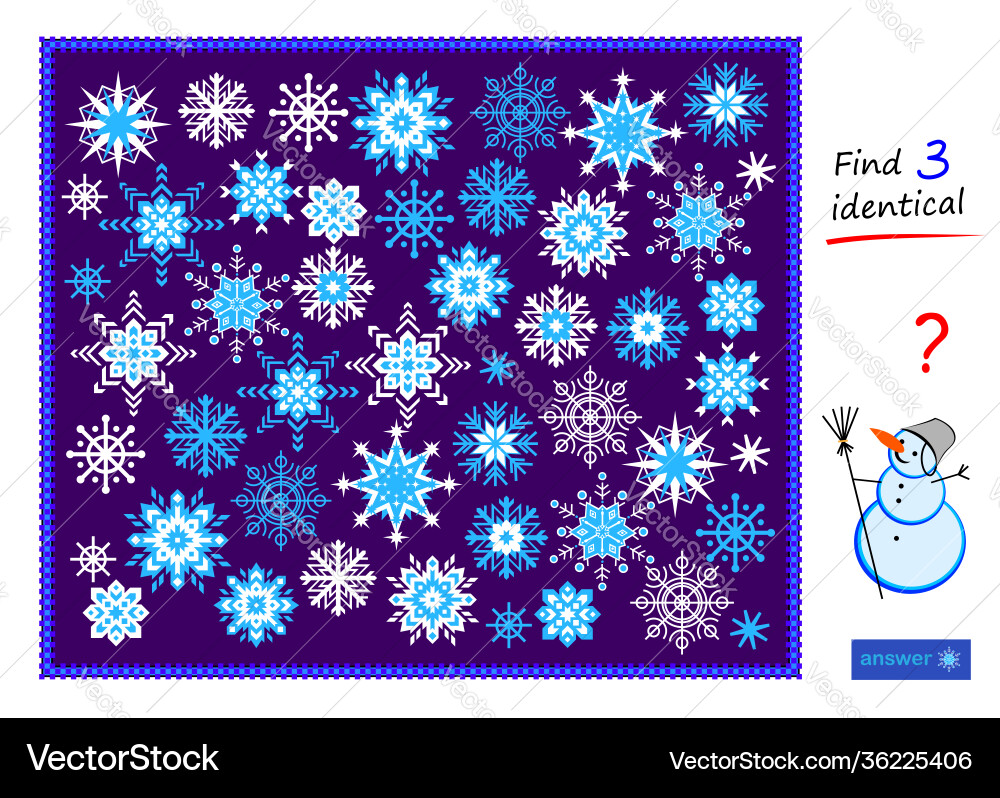 Logic puzzle game for children and adults find 3 Vector Image