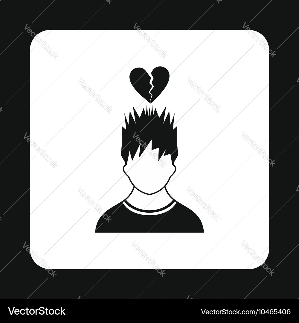 Man and broken heart icon simple style Vector Image