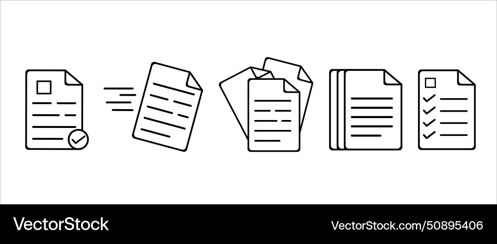 Paper documents icons linear file Paper documents icons linear file vector image