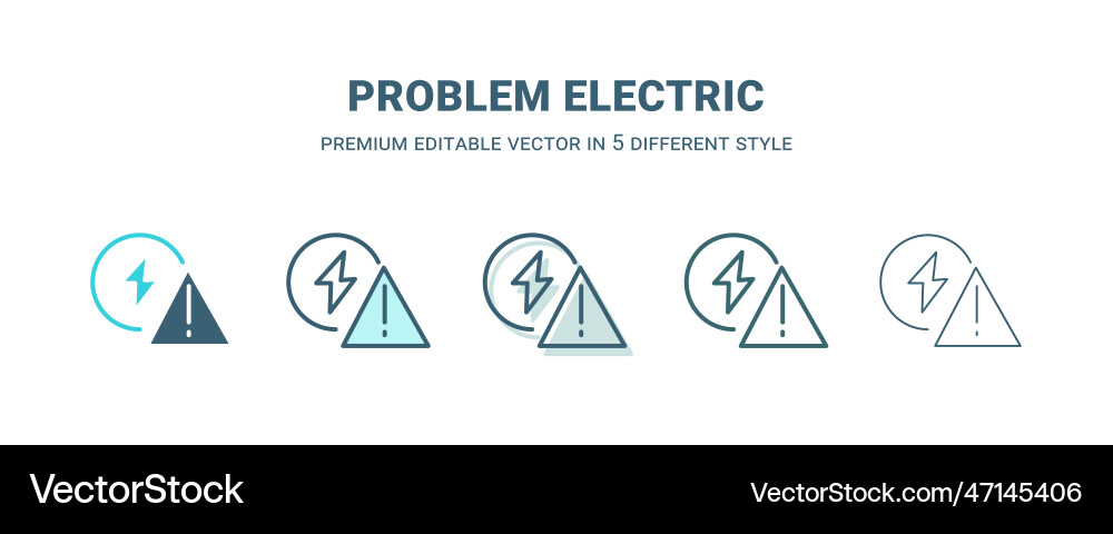 Problem electric icon in 5 different style Problem electric icon in 5 different style Vector Image