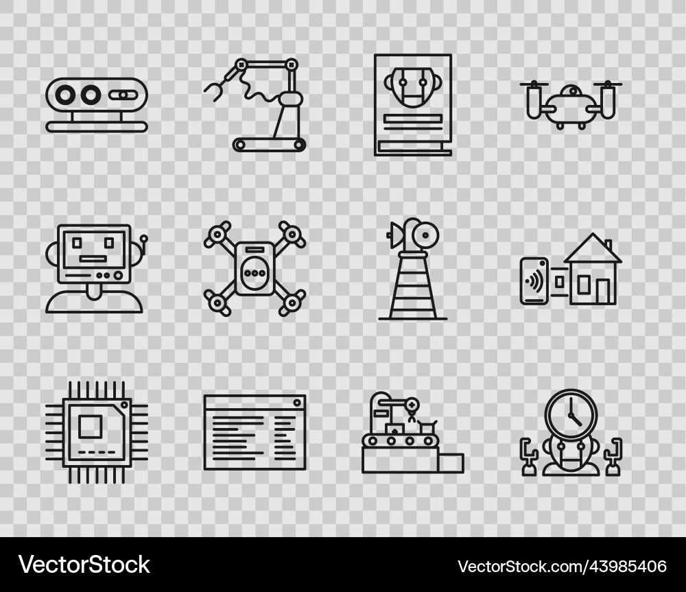 Set line processor with microcircuits cpu user Vector Image