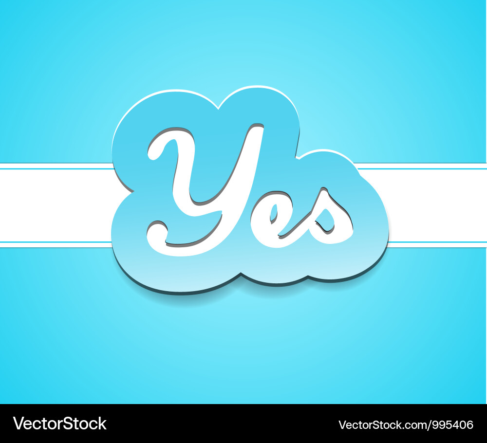 Simple yes text badge on blue background Vector Image