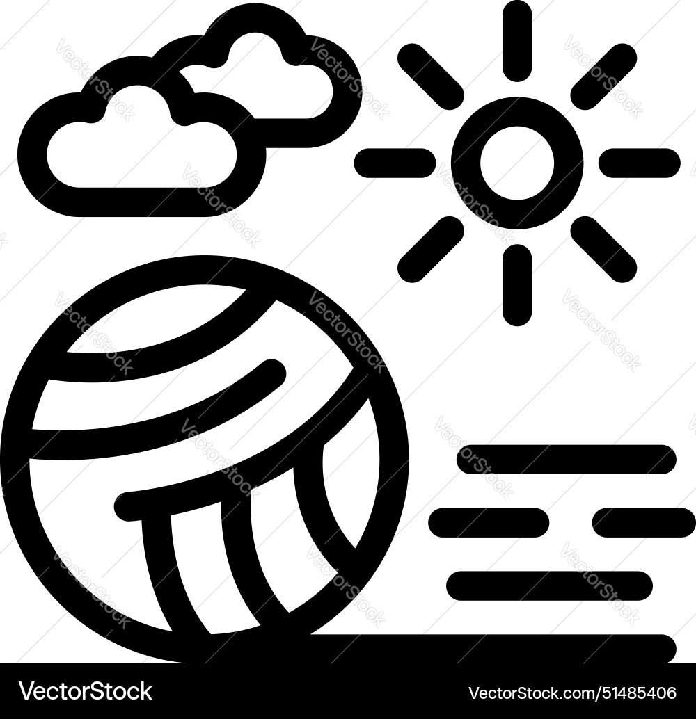 Sunny beach Ikone mit Wolken und Wellen Sunny beach Ikone mit Wolken und Wellen vektorbild