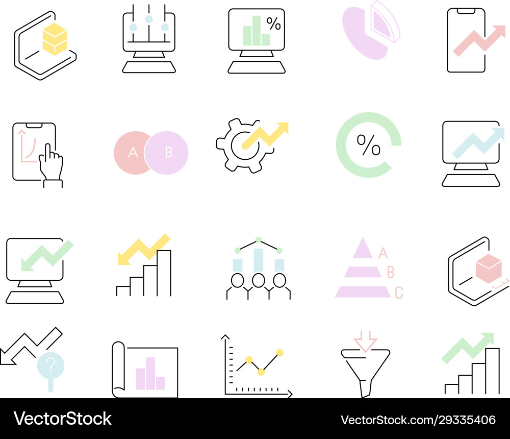 Web Analytics Icons - Line Style vector image