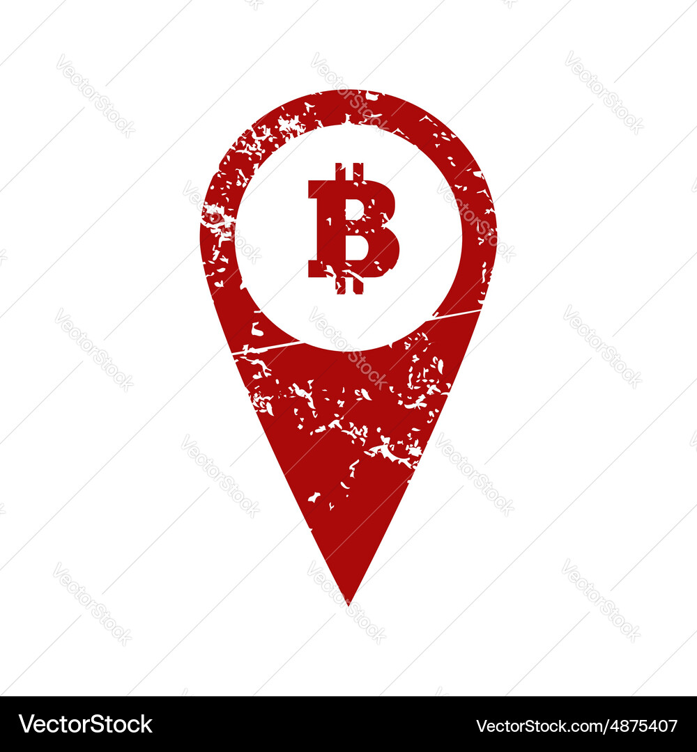 Bitcoin pointer red grunge icon vector image