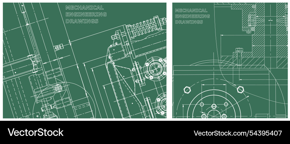 Blueprint set engine line drawing Blueprint set engine line drawing Vector Image