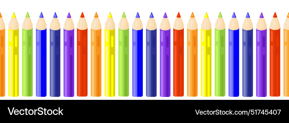 Colored pencils in a row seamless pattern Colored pencils in a row seamless pattern vector image