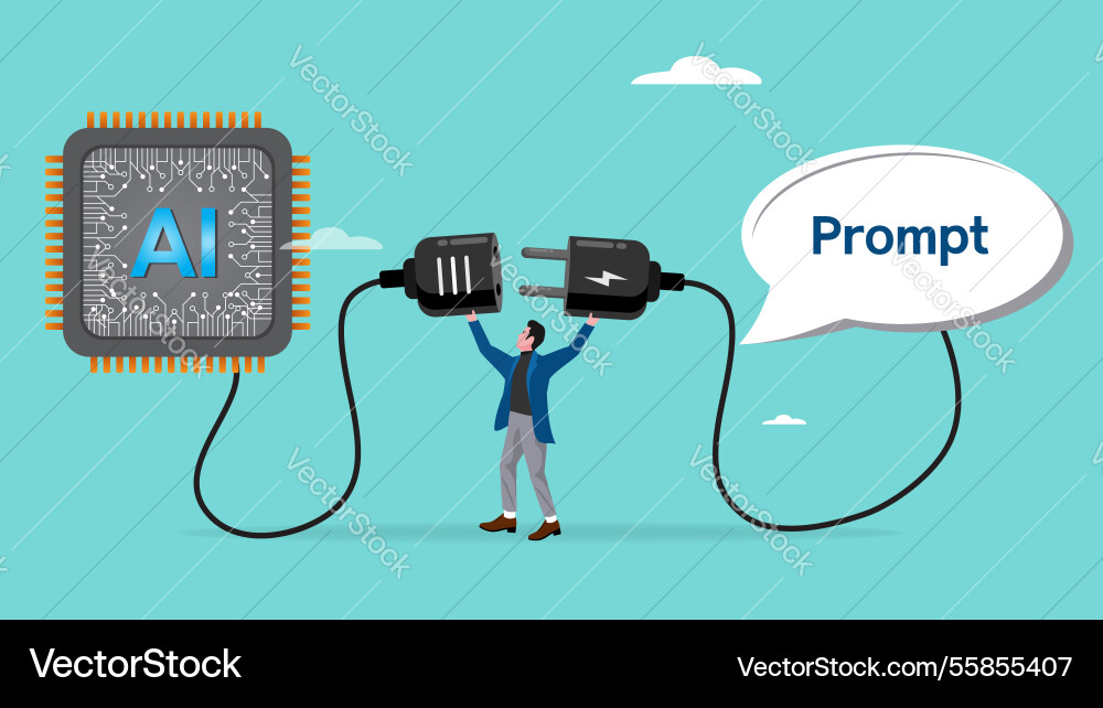 Connecting prompts with ai chips to help get Connecting prompts with ai chips to help get vector image