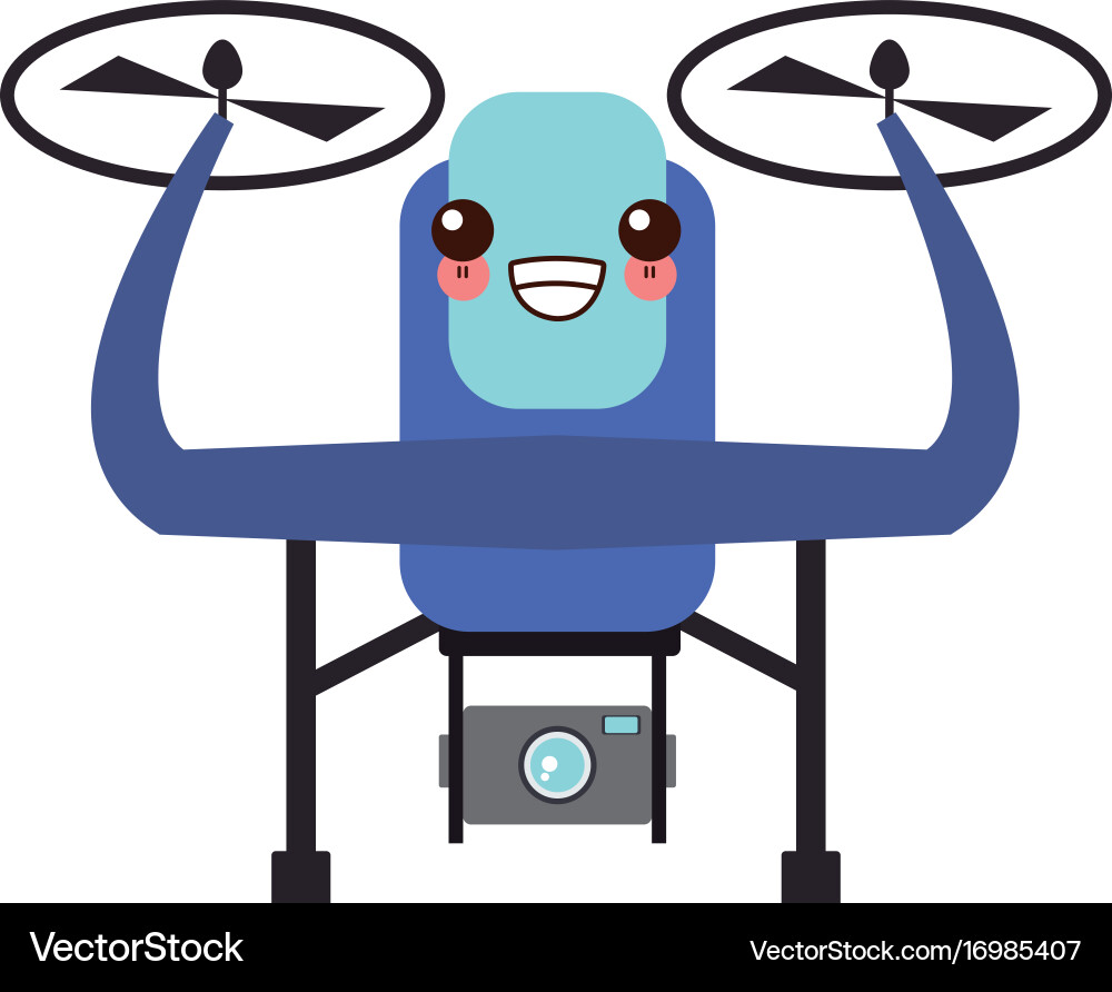 Drone with action camera front view technology Vector Image