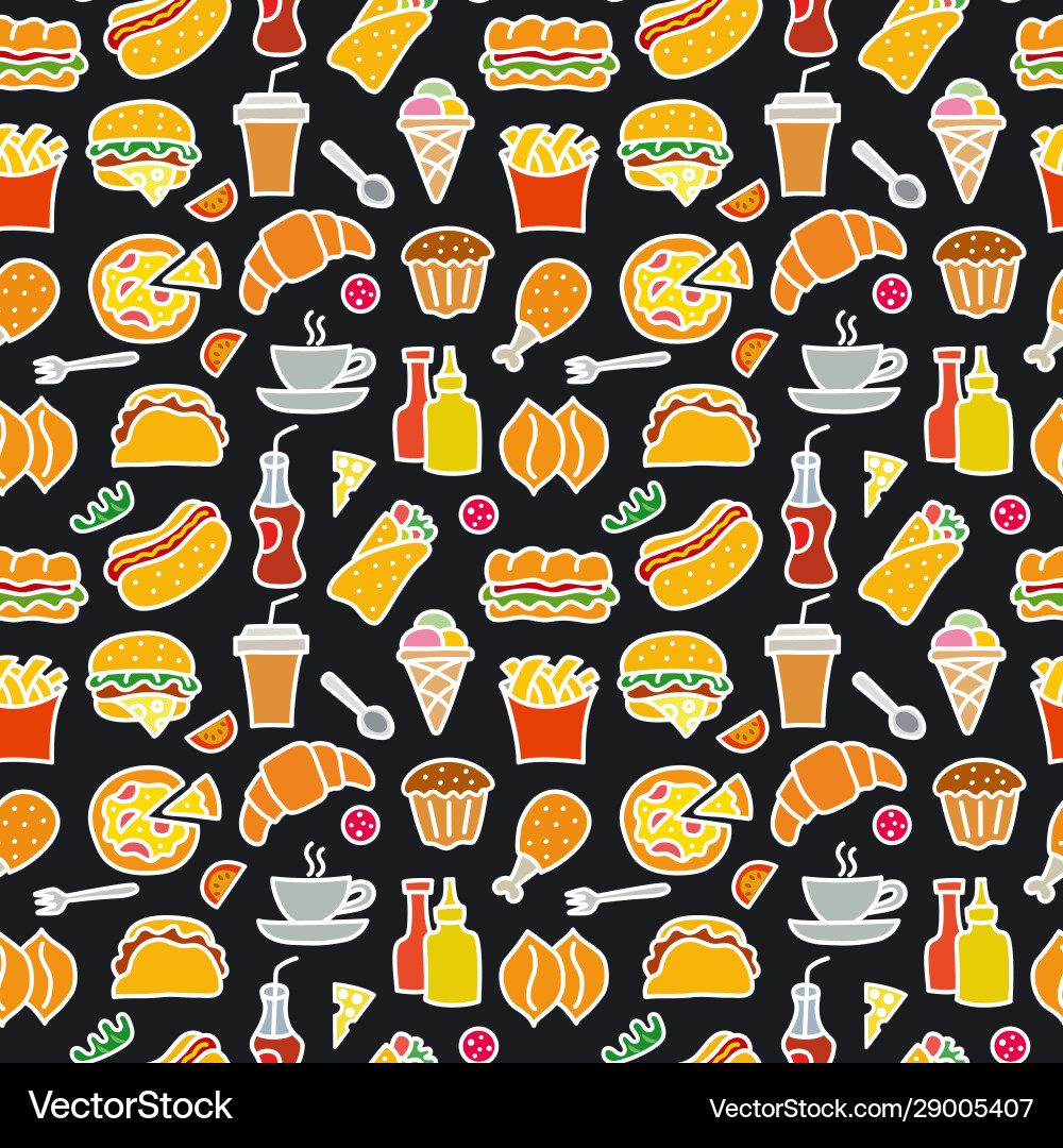 Fast food seamless pattern vector image