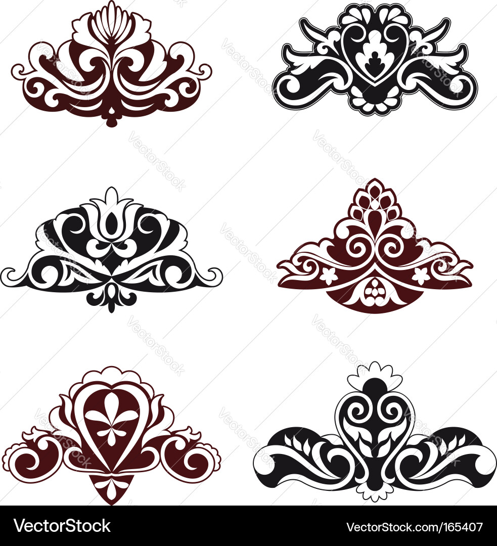 Floral Swirl Patterns & Borders Vector Image
