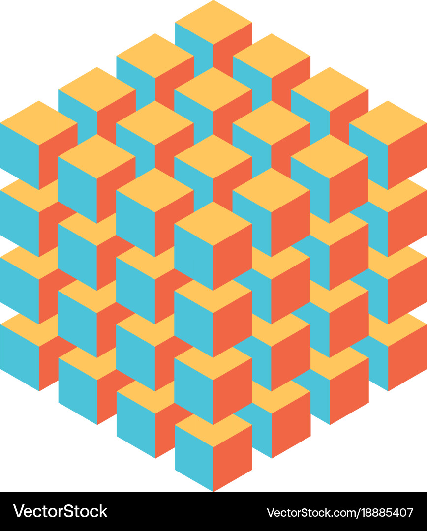 Geometric cube of smaller isometric cubes Vector Image