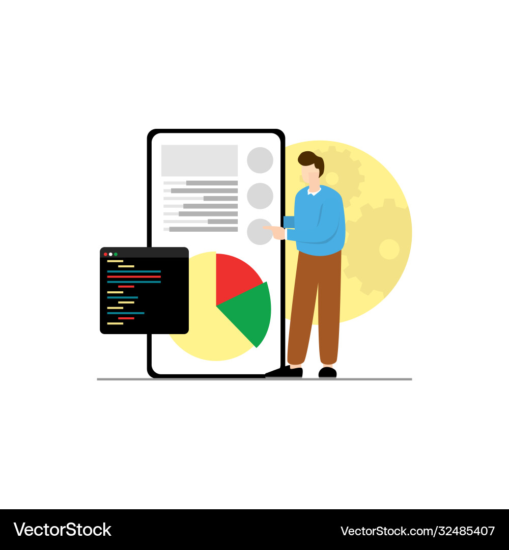 Man and data flat design Man and data flat design Vector Image