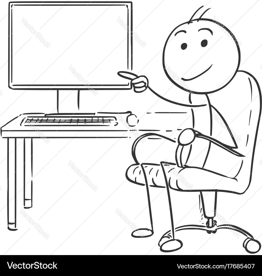 Man Pointing at Empty Screen vector image