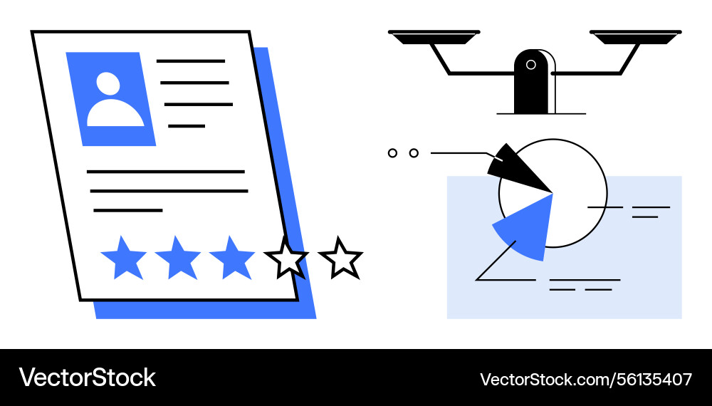 Performance review document with rating stars Vector Image