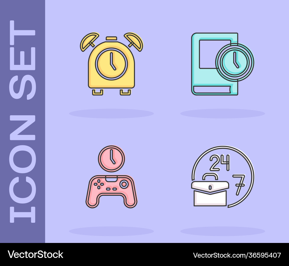 Set always busy alarm clock gamepad time Set always busy alarm clock gamepad time Vector Image