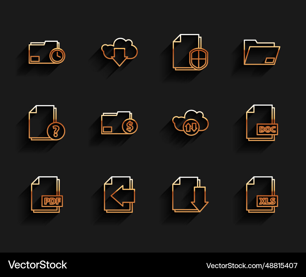 Set line pdf file document next page arrow Vector Image