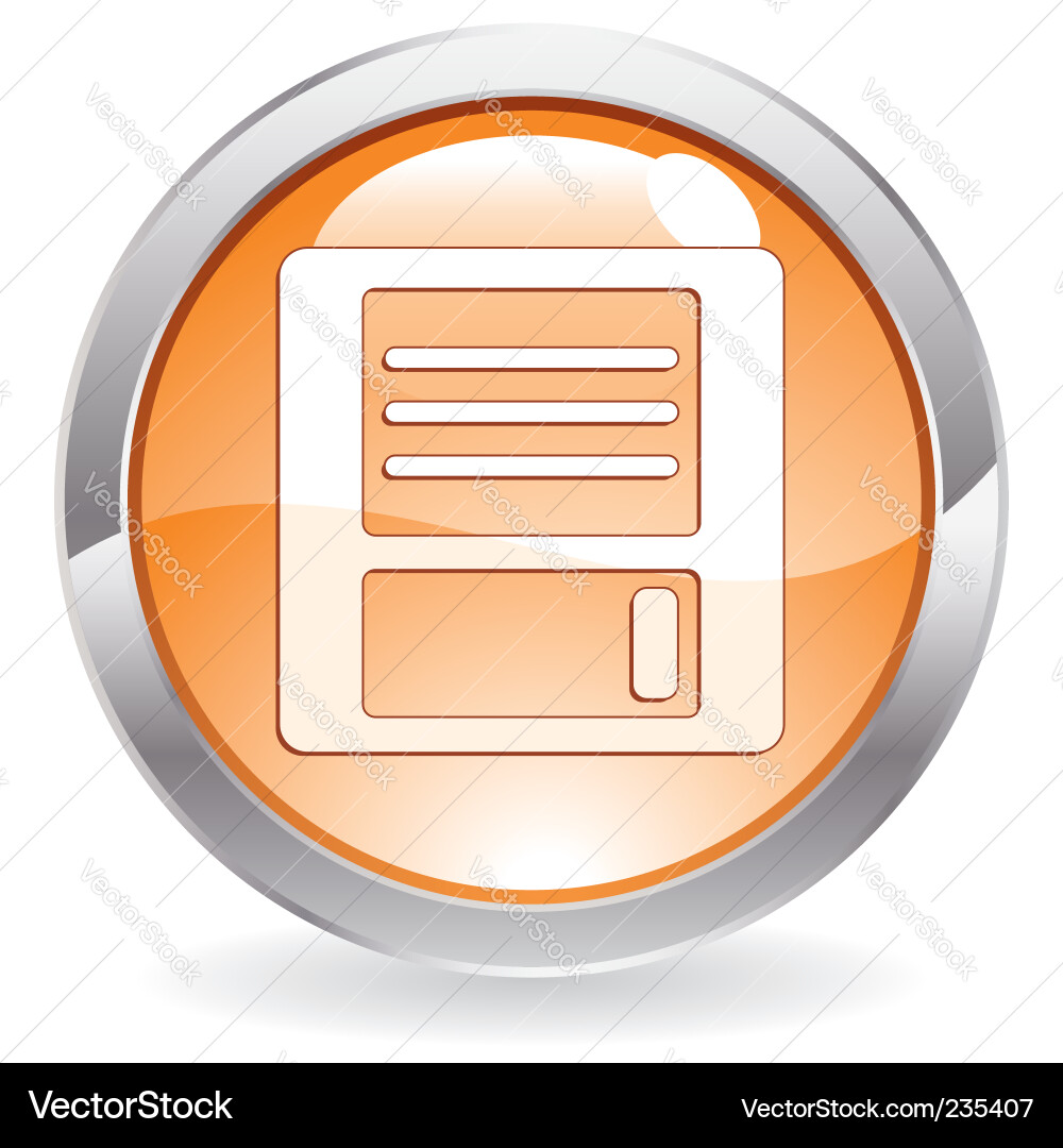 Shiny Gloss Button with Floppy Disk vector image
