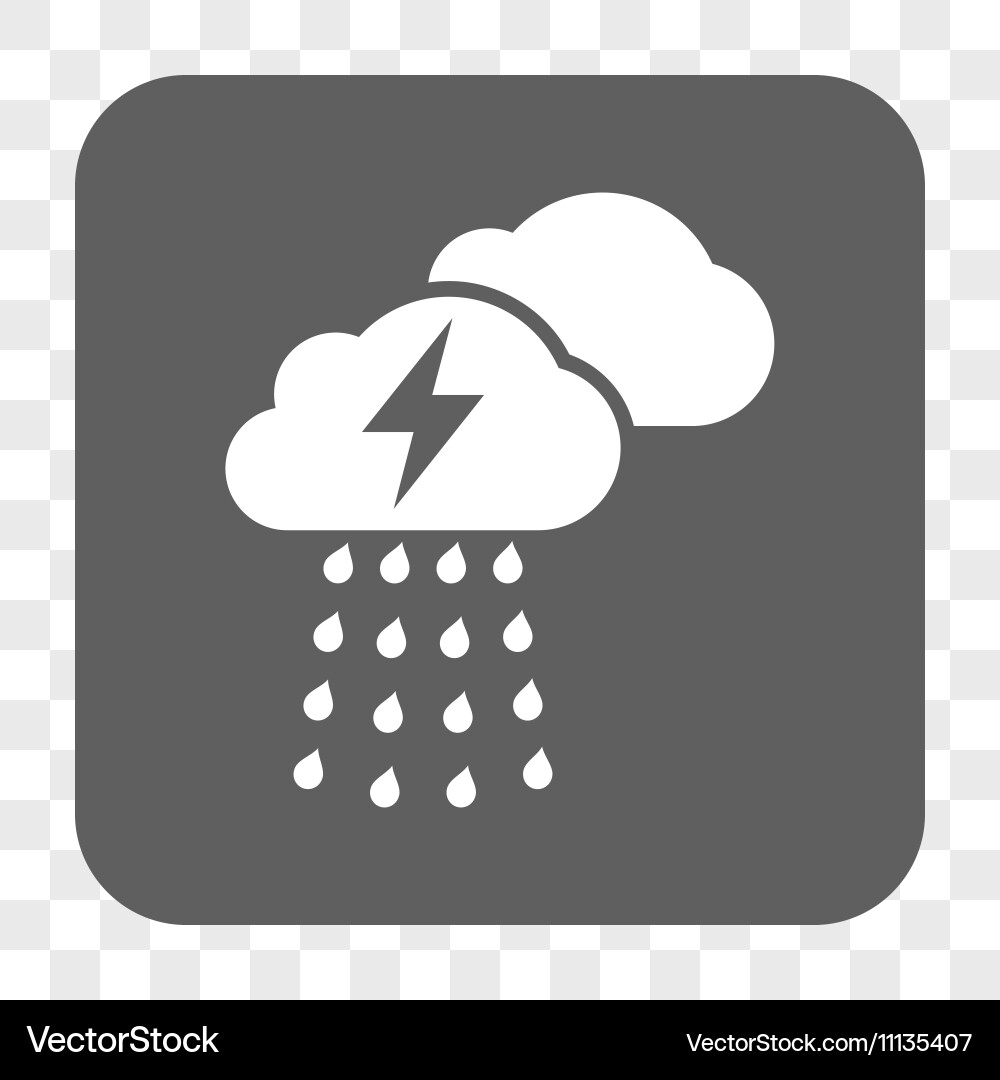 Thunderstorm clouds rounded square button Vector Image