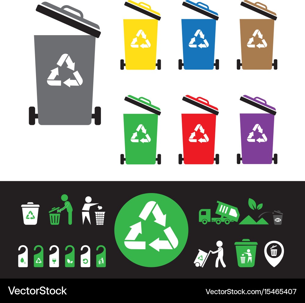 Trash categories recycle garbage bin Vector Image