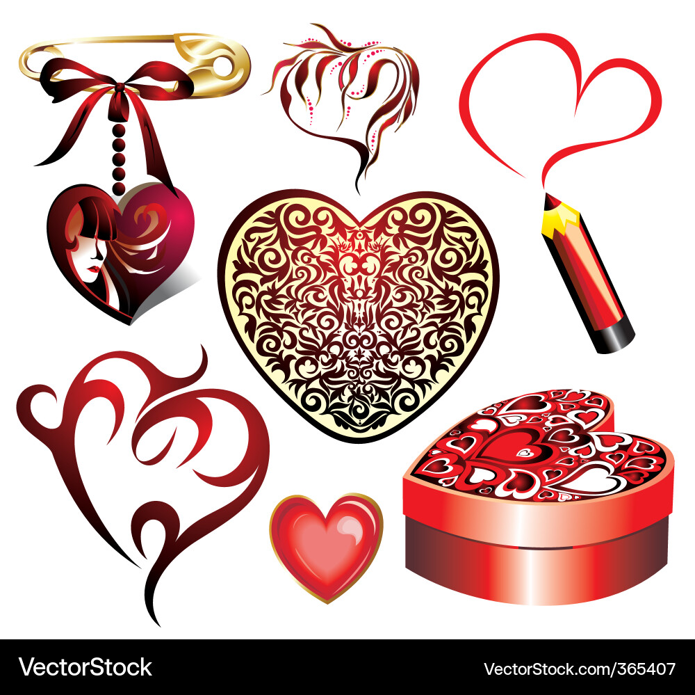 Valentine set of elements Vector Image