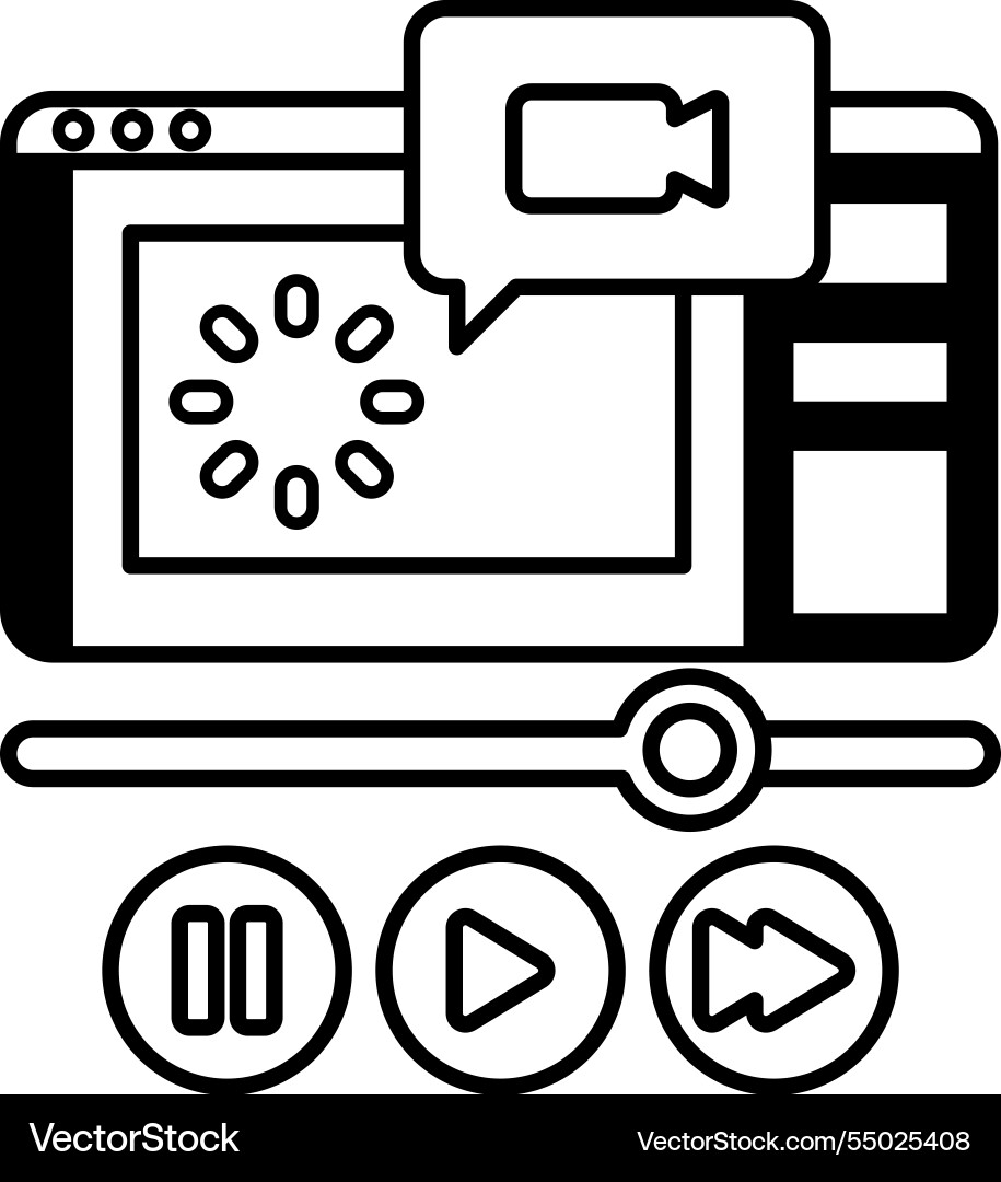 A computer monitor with video playing A computer monitor with video playing vector image