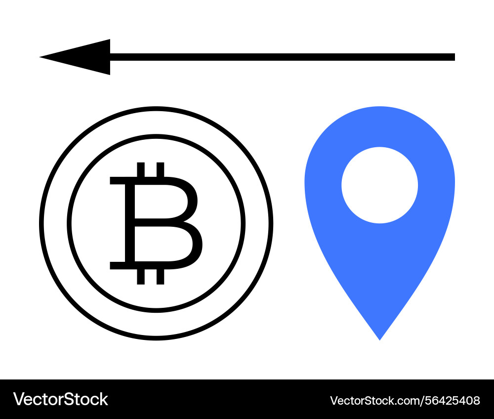 Bitcoin navigation and location concept Bitcoin navigation and location concept vector image