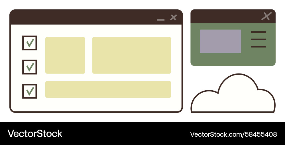 Cloud Task List Interface Vector Image