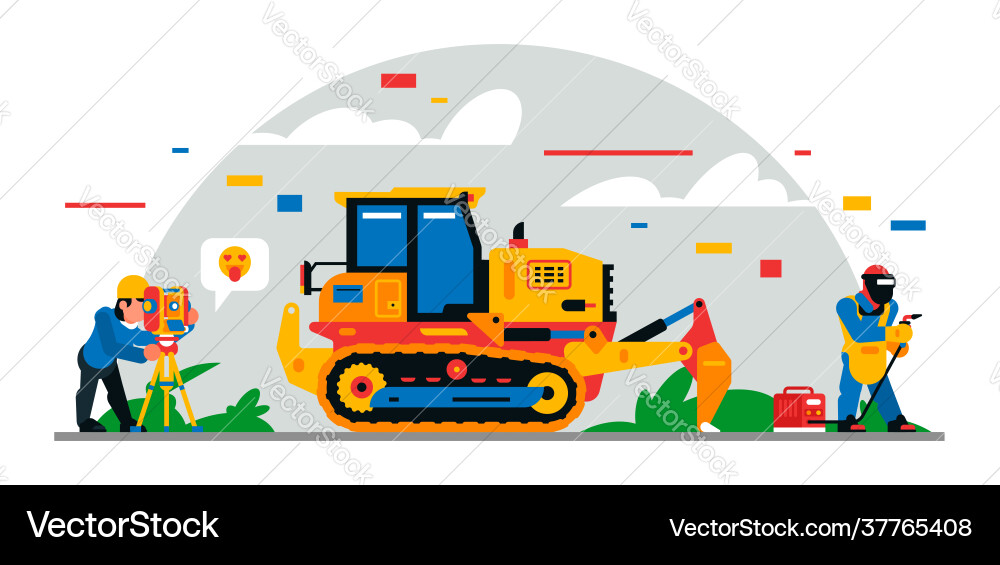 Construction Workers and Equipment Royalty Free Vector Image