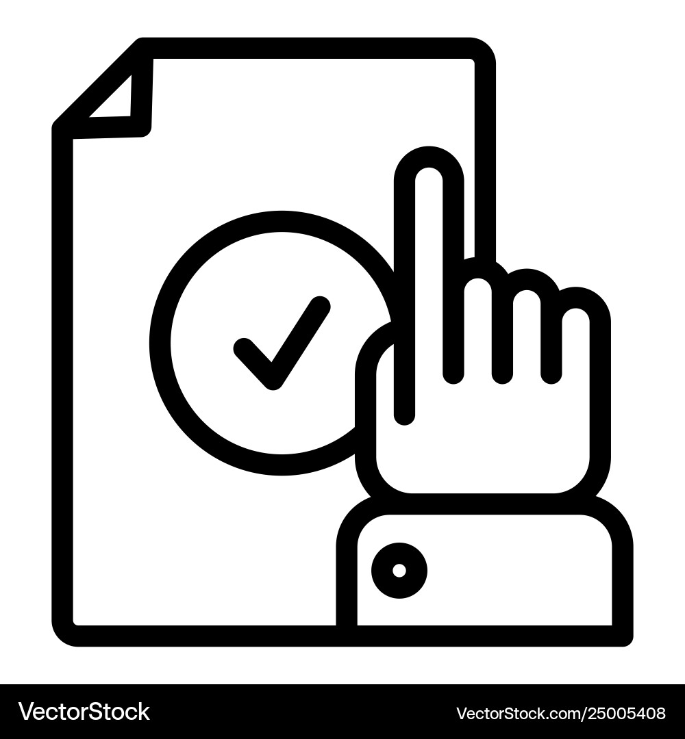 Index finger pointing at document line icon hand Vector Image