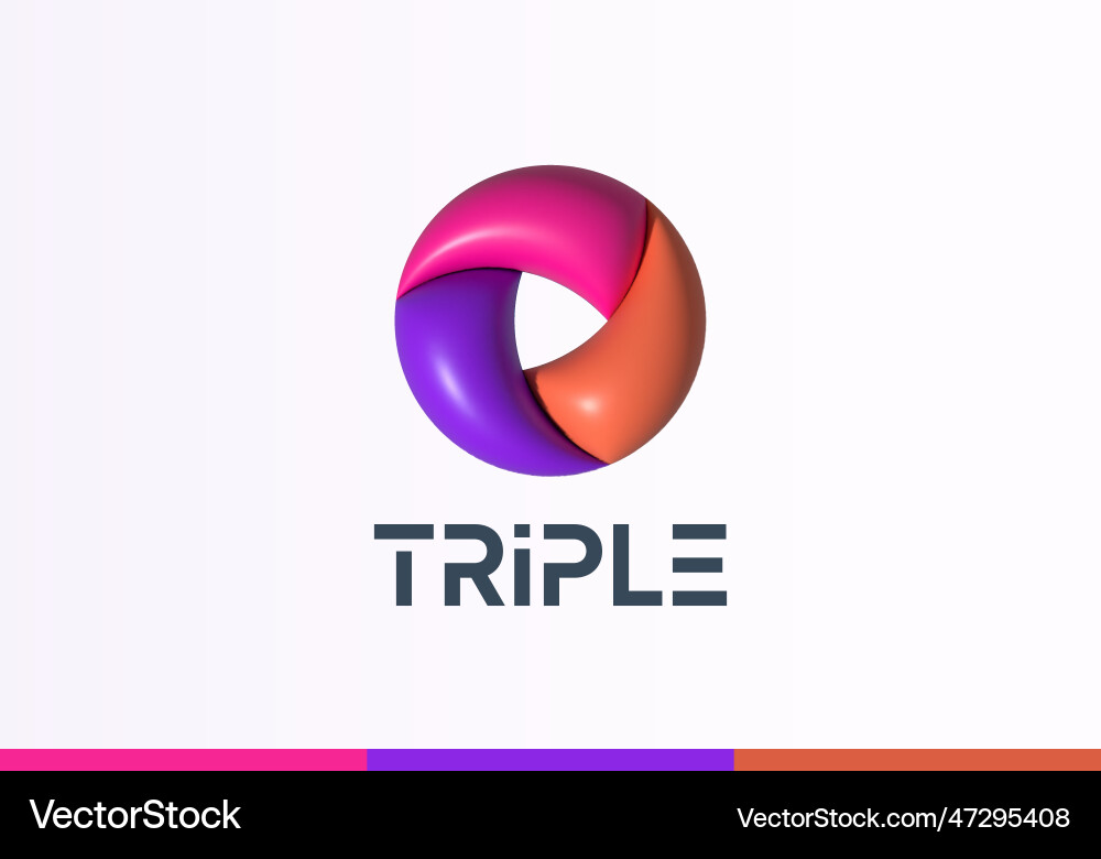 Inflated 3d ribbon rotation loop circle Inflated 3d ribbon rotation loop circle vector image
